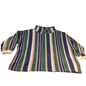 Vintage 90s Next Era Sweatshirt Men Sz XL Striped Mock Neck Casual Everyday‎